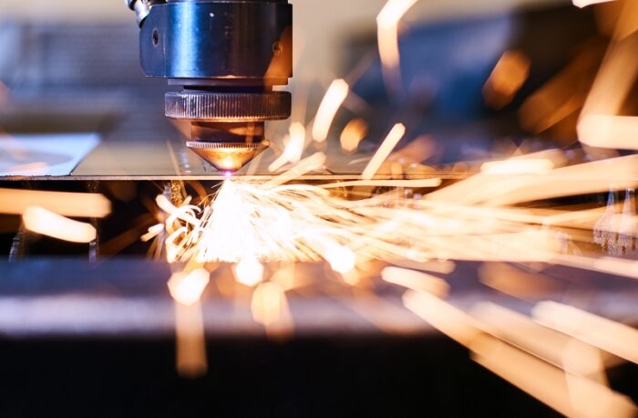 sheet metal machine cutting with sparks