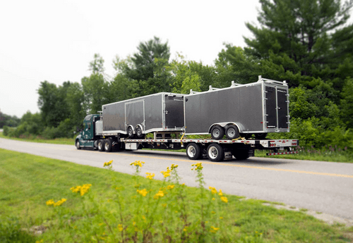 industrial trailer pulling on highway