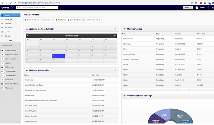 genius erp crm screenshot