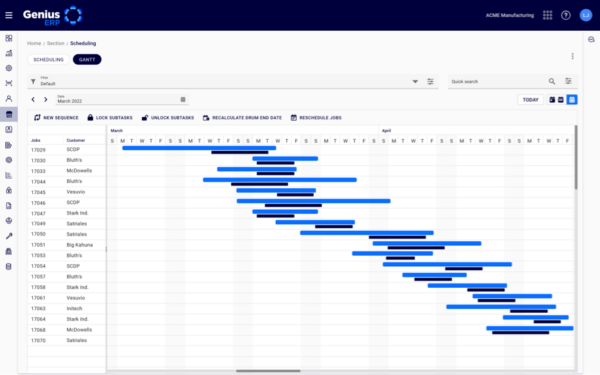 genius erp gantt chart visualization