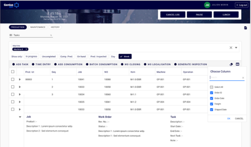 shopfloor genius erp screenshot